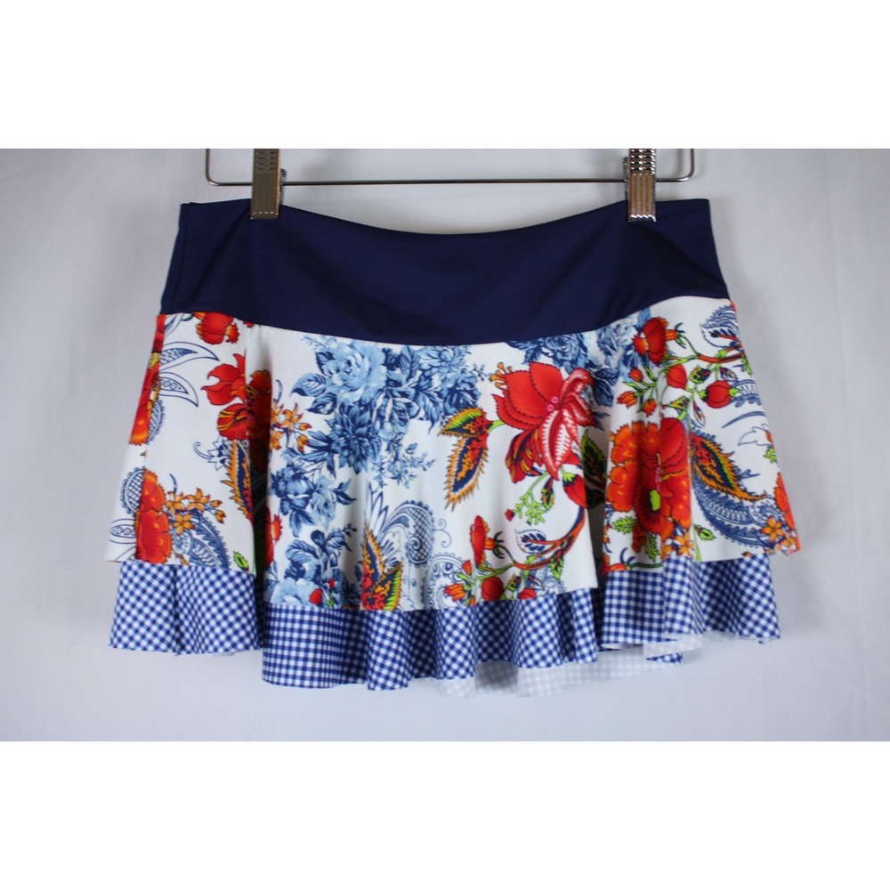 Lucky Brand Skirt Micro Mini Size XS Floral Layered Swim Suit Stretch Flirty Fun